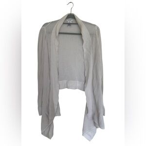 Nautica Women’s Off White Open Knit Waterfall Cardigan Sweater XL